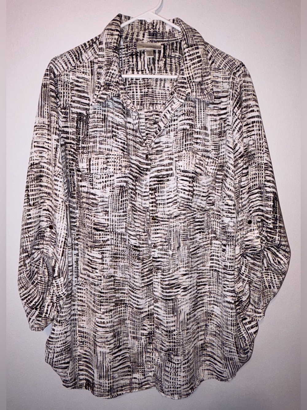 Dress Barn Abstract Print Button Down Dress Shirt